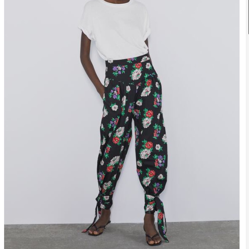 Zara floral print pants